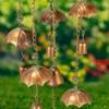 39.75" Long Antique Copper Umbrella Wind Chime with Glass Marbles
