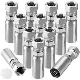 Racewill 12 Pack 1/4" Hydraulic Hose Fittings, 1/4" I.D. Hose x 3/8" JIC 37° Female with Protection Cover Hydraulic Hose End Swivel Crimp Fitting Kits