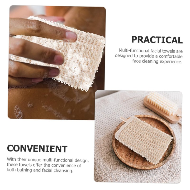 FRCOLOR 3pcs Cotton Linen Bath Wipes Face Washcloths Soft Absorbent