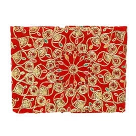 Round Red Velvet Pooja Cloth Mat Aasan Decorative Cloth with Sequence Work for Indian Traditional Multipurpose Pooja Festival (Size :- 21 Inches) (Red)