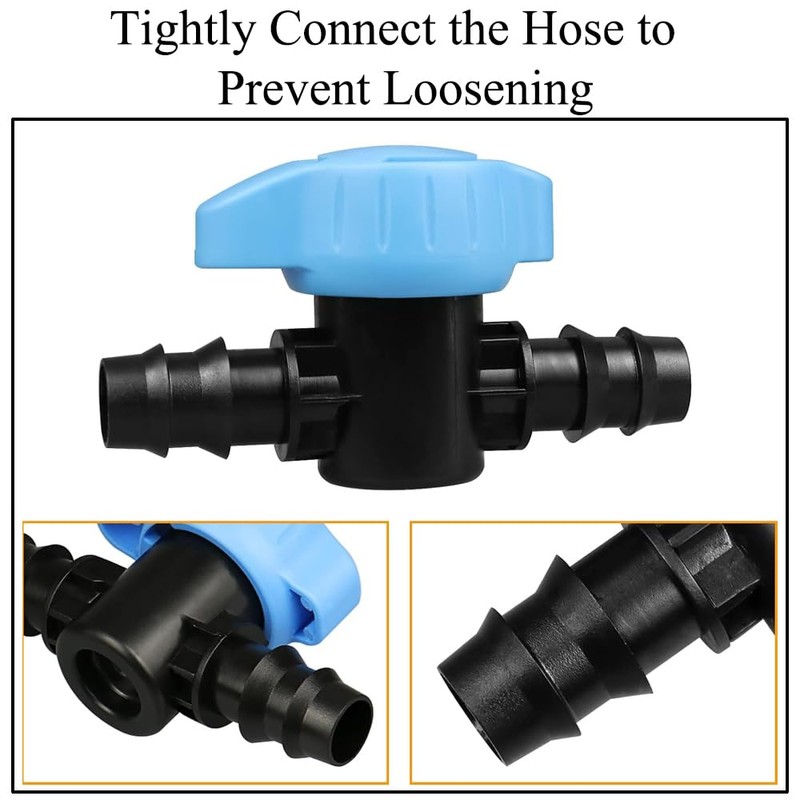 Supertool Drip Irrigation Shut Off Valve, 20mm Plastic In-line Barbed