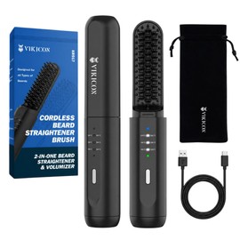 VIKICON Beard Straightener for Men, Anti-Scald Cordless Heated Comb