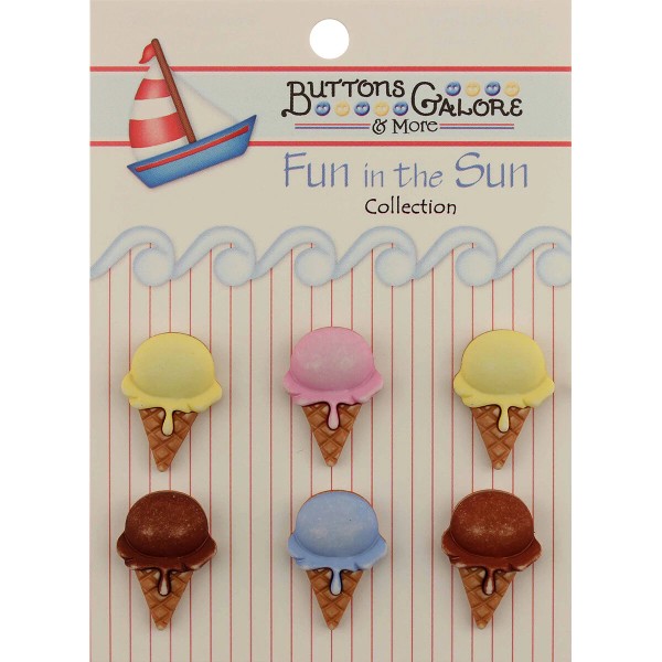 Buttons Galore FN-104 Fun In The Sun Buttons-Ice Cream Cones