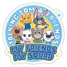 Spreadshirt Talking Tom & Friends My Friends, My Squad Sticker, 10 x 10 cm, White Matte