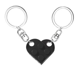 MPK Heart Keychain Set – Matching Couple Keychains, Cute Gifts for Boyfriend and Girlfriend, Romantic Valentine's Day Accessories(black)