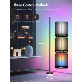 OIYN Corner Floor Lamp 2 Pack,RGBICW LED Corner Lamp with 1300lm Smart Modern Floor Lamp,App & Remote Control,Music Sync,Color Changing Standing Lamp for Bedroom Living Room and Gaming Rooms