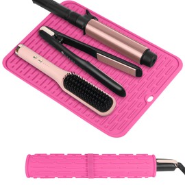 WRORUNER Oversize Silicone Heat Resistant Mat for Curling Irons, Flat Irons, Hair Straighteners and Hot Hair Styling Tools, Portable Hot Tools Pad Cover for Travel Vanity Salon(14.2" x 11")