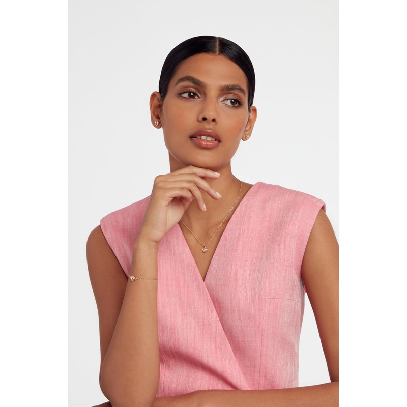 Ted Baker Han Crystal Heart Stud Earrings for Women (Gold/Pink