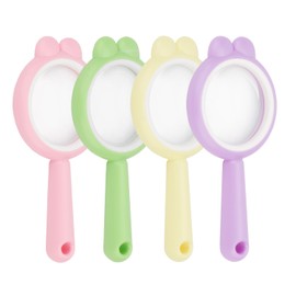 Rongon Magnifying Glass 4Pcs Handheld Shatterproof 4X Reading Magnifier 60mm Magnify Glasses Lens for Reading Exploration Party Favors