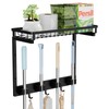 Broom Holder Wall Mount, Mop Organizer with Cleaning Tools Storage