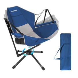 OZMSHF 360 Degrees Swing Camping Chair, Portable Rocking Camping Chair with Swivel and Reclining Design, Supports 300lbs, Ideal for Camp, Travel and Beach (Blue Gray)