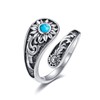 Sunflower Spoon Ring 925 Sterling Silver Sunflower Turquoise Adjustable Rings