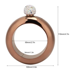 Jerliflyer Flask Bracelets,3.5 Oz Stainless Ladies Flask Bangle Flasks Funnel Set for Prom Birthdays Bars (Bronze)