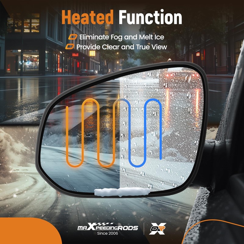 maXpeedingrods Driver Side Power Heated Mirror Glass Replacement for Toyota