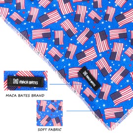 Maca Bates American Flag 4th of July Dog Bandana Fourth of 7 Triangle Patriotic Scarf USA Handkerchief Soft Cotton Adjustable Puppy Bandanas Independence Day Gift for Small Large Pets