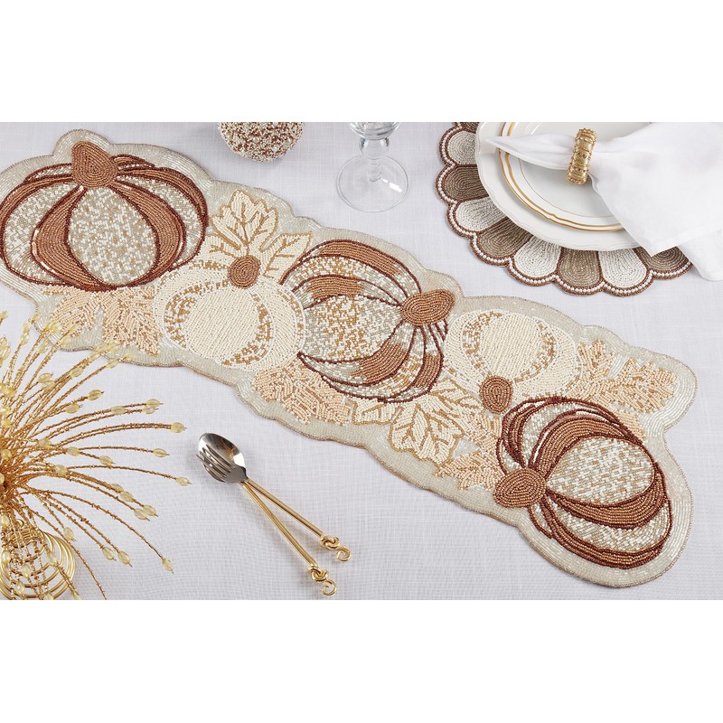 Pumpkin Patchwork Beaded Table Runner