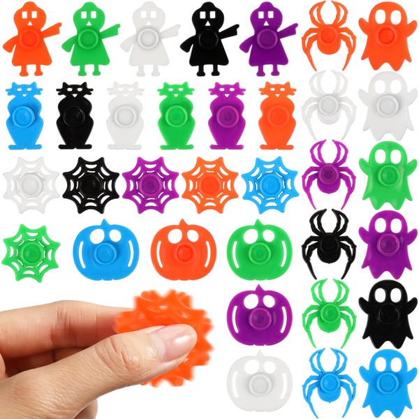 Soaoo 100 Pcs Halloween Fidget Spinner Toys, Mini Finger Spinners