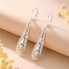 Silver Long Filigree Teardrop Dangle Earrings for Women