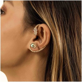 Cimenexe Punk Snake Ear Cuff CZ Paved Snake Wrap Earrings Gold Snake Stud Earrings Snake Crawler Earrings Exaggerated Climber Earrings Gothic Cartilage Earrings Jewellery