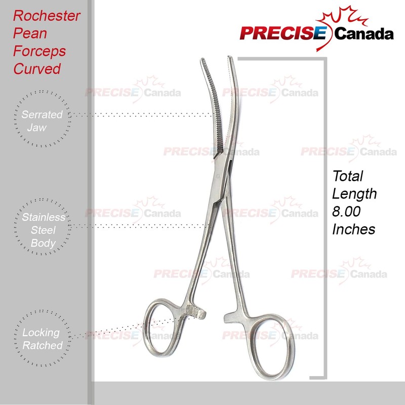 PRECISE CANADA: 2 Pean Forceps Curved 8" & 20" Hemostat