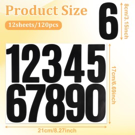 TIESOME 12 Sheets Mailbox Numbers Stickers, 3 Inch Black Self Adhesive Vinyl Large Decals Waterproof House Numbers Decals for Signs Cars Doors Business Address Number