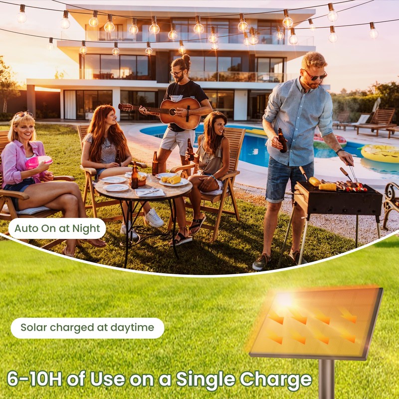 Svater Solar Outdoor String Lights 50 FT, G40 Patio Lights