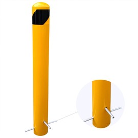 BIGalleons 46 inch High Pour in Place Steel Bollard Post, 5-1/2" OD Safety Bollard Yellow Powder Coat, Metal Bollard Parking Barrier