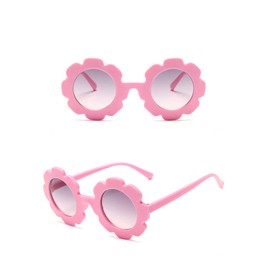 JieJieko Kids Round Flower Sunglasses Girl flower Shaped Sunglasses Cute Kids Eyewear for Pool Beach Outdoor Age 2-10 Years (Pink)