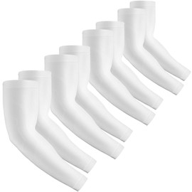 Rescoto 2 Pairs UV Protection Cooling Arm Sleeves Compression Sun Sleeves for Men Women Youth, Tattoo Cover Up, UPF 50 (4 Pairs: White)