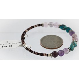 $80Tag Certified Navajo Navajo Amethyst Turquoise WRAP Bracelet 2682 390827521578 Made by Loma Siiva