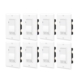 Dimmer Switch,NineLeaf 8PK Single Pole/3 Way, 3-300W LED & CFL, 15-600W Halogen & Incandescent, 15A 120V,Residential and Commercial,ETL Listed, White with Wall Plate