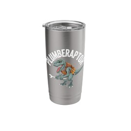 Plumbing Dinosaur T-Rex Pipe Wrench Dino Funny Plumber Stainless Steel Insulated Tumbler