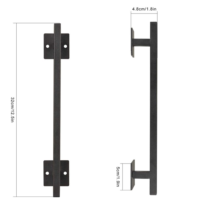 Homode 12 Inch Sliding Barn Door Handle, Matte Black Iron
