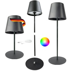 SCHWAIGER 658712 Table Lamp Separable Floor Lamp RGB LED Black Table Lamp Touch Control USB-C Garden Lamp IP44 Table Lighting Restaurant Patio Balcony