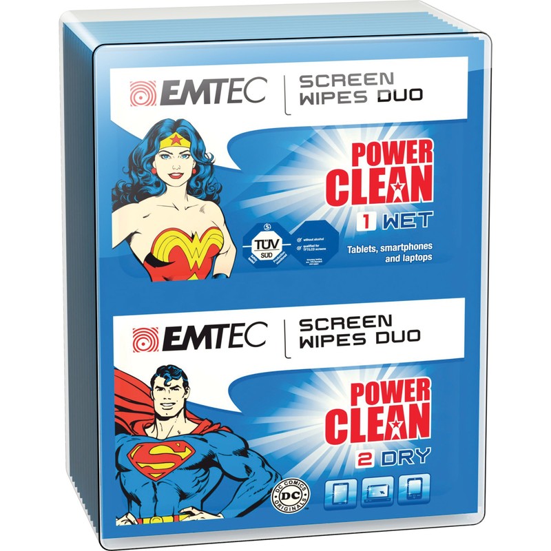 EMTEC Duo Screen Wipes, Blue
