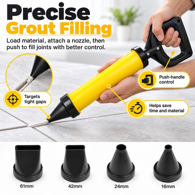 Manual Grout Filling Gun for Tile & Masonry – 4-Nozzle