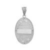 Silver Our Lady of Mt. Carmel CZ-Accented Oval Medal Pendant