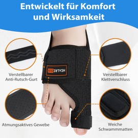 Healrecux 2 x Hallux Valgus Correction Splint with 2 x Toe Separators for Toe Straightening for Day and Night, Hallux Valgus Bandage for Men and Women, Protection of the Big Toe
