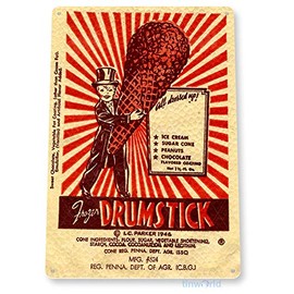 Tinworld Tin Sign Drumstick Ice Cream Wrap Rustic Retro Ice Cream Parlor Kitchen Cottage Metal Sign Decor B607