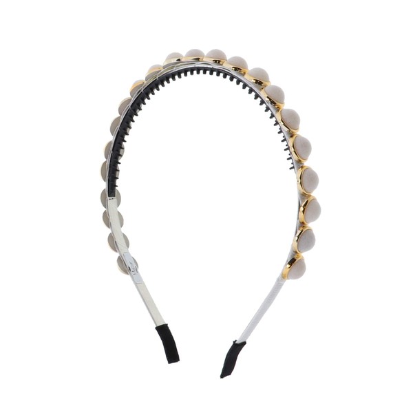 Thin Headband for Women and Girls Velvet Beads - White