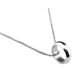 LUXRE L61SL01 Ring Necklace, Silver, Stainless Steel, Chain, Approx. 21.7 - 23.6 inches (55 - 60 cm), Includes Adjuster, Stainless Steel, No Gemstone