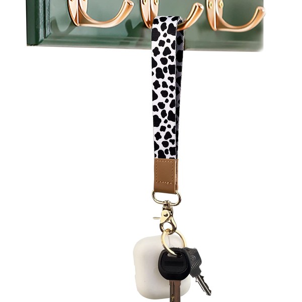 Wristlet Keychain for Women and Men，Key Chain Holder，Wrist Lanyard for Keys(Cow）