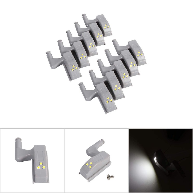 10Pcs Hinge LED Sensor Light Warm/Cool White Universal Cabinet Cupboard
