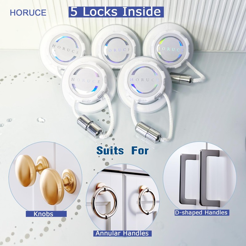 5 Pack Cabinet Locks Baby Proofing For Knobs & Handles,
