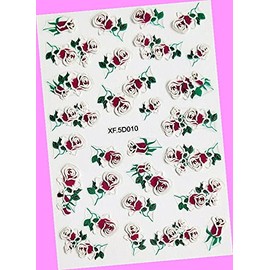 French Embossed Flowers Rose Periwinkle Mallow Cameo 3D Nail Art Sticker 5d010 for Nails Design Nail Art Stickers Decals Supplies Manicure Tips Sticker Colorful for Nail Decorations