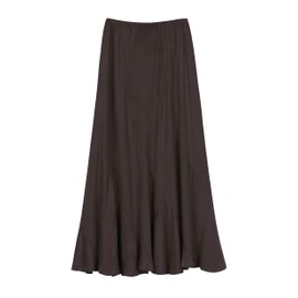Urban CoCo Women's Vintage Elastic Waist A-Line Long Skirt (M, Cocoa Brown)