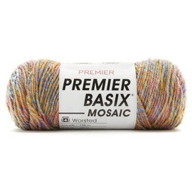 Premier Yarns Basix Mosaic Yarn, Ideal Yarn for Knitting and Crocheting, Made of Acrylic, Medium-Weight, Machine-Washable, Zebra, 4.32 oz, 216 Yards