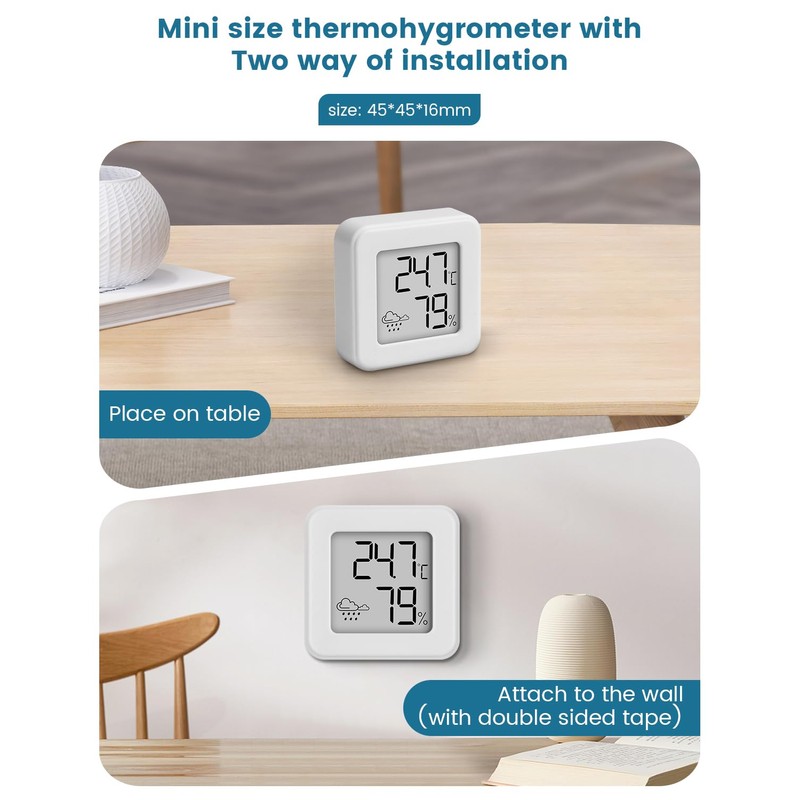 Digital Mini Thermometer Hygrometer Indoor Humidity Meter Room Temperature Monitor