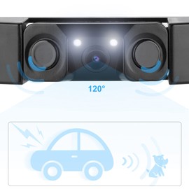 Parking View Camera License Plate Backup Camera, 3 in 1 Car License Plate Frame Parking Sensor Rearview Reverse Backup Camera 2LED License Plate Camera for Car Pickup SUV