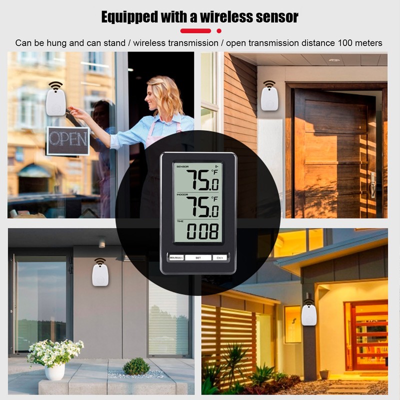 Wireless Electronic Thermometer Indoor Outdoor Home Digital Weather Station Clock